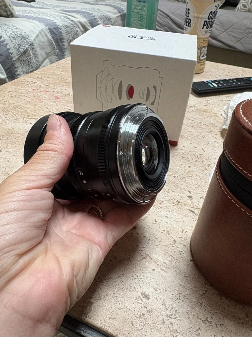 Artisan 10mm F2.8 Wide-Angle Lens with Brown Leather Carry Case